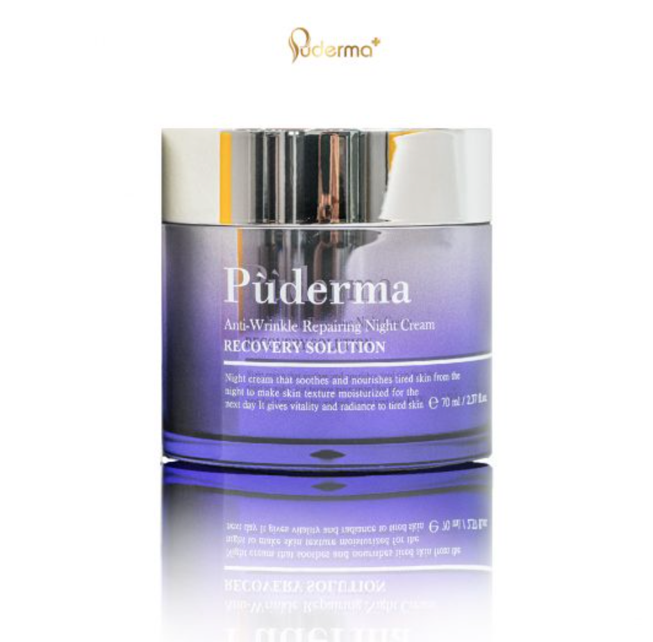 Kem Dưỡng Da Ban Đêm Puderma Anti-Wrinkle Repairing Night Cream 50ml: cấp ẩm, tái tạo da, căng cơ