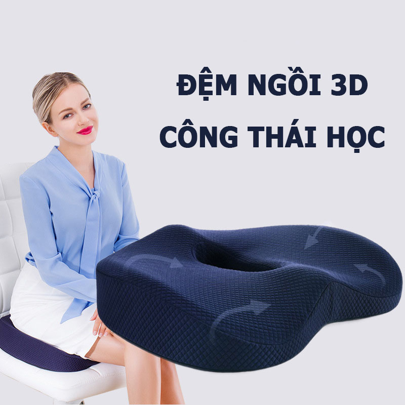 Đệm Ngồi Văn Phòng 3D; Đệm Mông Thoáng Khí, Giảm Mệt Mỏi, Lớp Lót Từ Tính Thoáng Mát Bốn Mùa - Hàng Nhập Khẩu