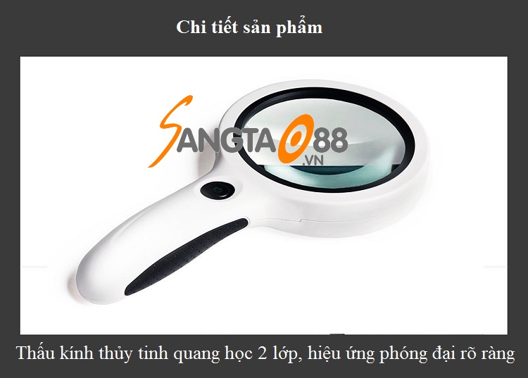 kính lúp 20x cầm tay có đèn đọc sách báo cao cấp k98120 (Tặng móc khóa tô vít 3in1 đa năng)