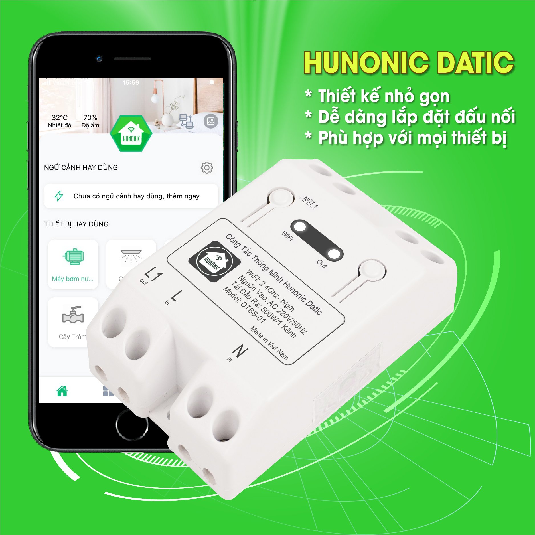 Công Tắc Thông Minh Hunonic Datic Basic