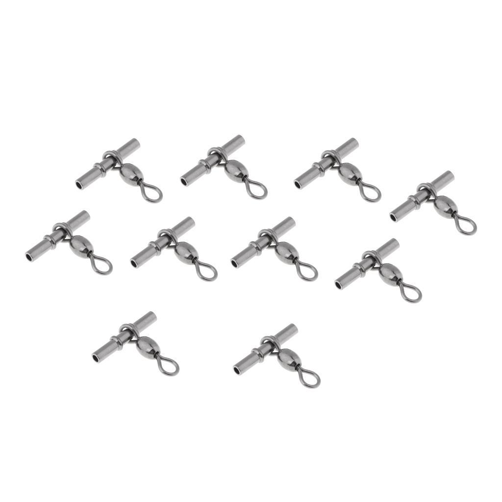 10 Pieces Fishing Cross-line Crane Swivel 3 Way T-shape Fishing Swivel Crimp Swivel