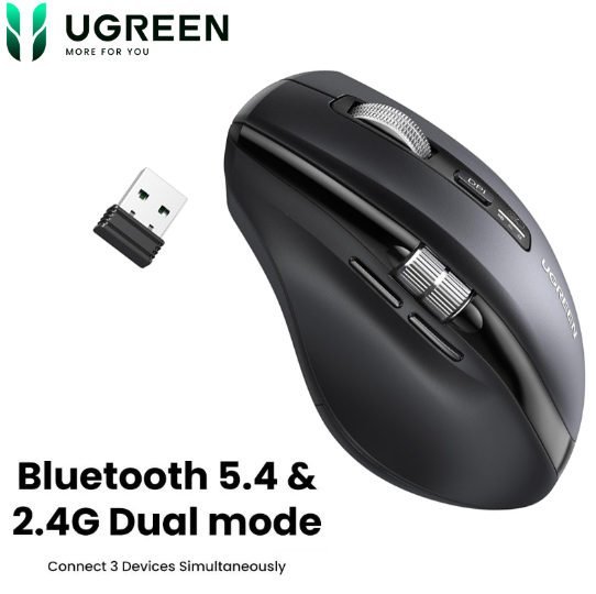 Chuột không dây Ugreen 45792 Bluetooth 5.4 & Wireless 2.4GHz 5000DPI 5 cấp độ - Hàng chính hãng