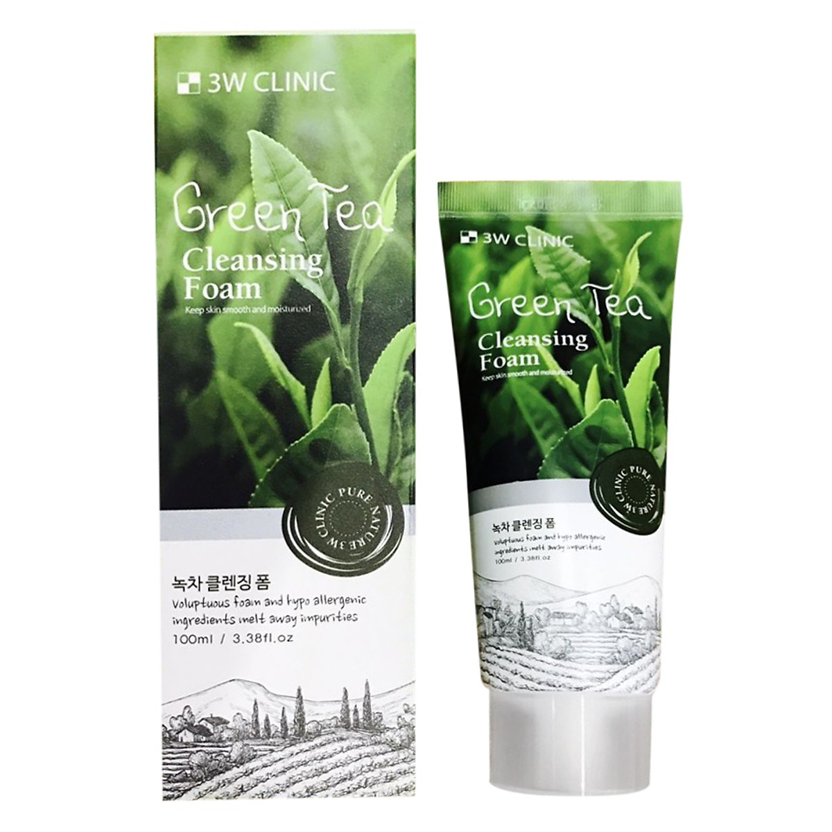 Combo 2 Sữa Rửa Làm Sạch Da và Ngăn ngừa Lão Hóa Chiết Xuất Từ Trà Xanh 3W Clinic Green Tea Foam Cleansing (100ml) - Hàn Quốc Chính Hãng