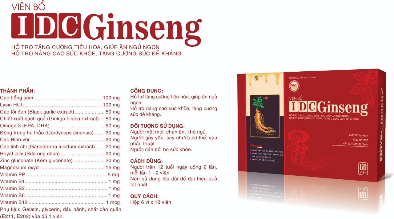 Vitamin IDC Ginseng, Tăng đề kháng bổ sung vitamin sức khỏe, hộp 60 viên