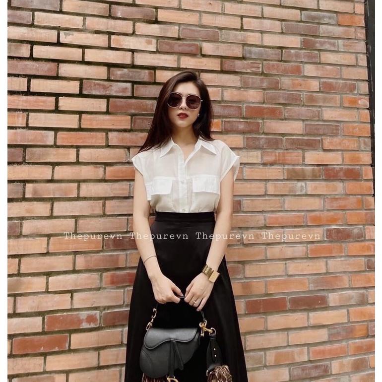 Áo sơ mi Gu tay hến túi ngực chất đũi tằm cực đẹp SM115