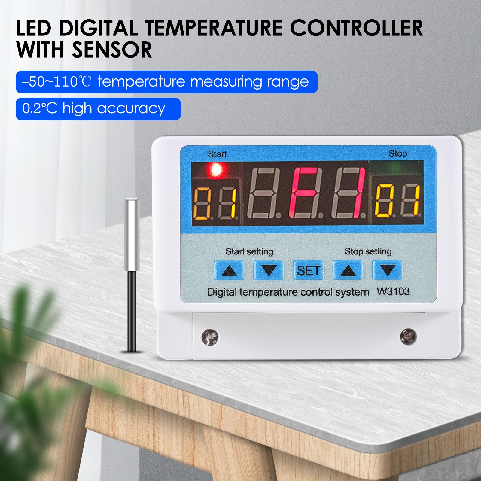 30A/AC110-220V LED Digital Temperature Controller Intelligent Thermostat Heating Cooling Temperature Control System with Sensor