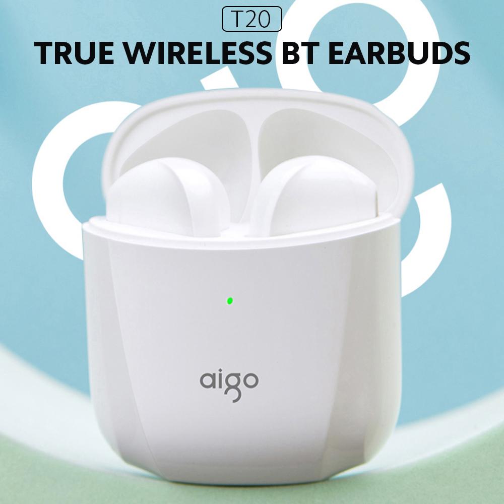 Aigo T20 True Wireless BT Headphones Semi-in-ear Sports Earbuds BT5.0 Chip Smart Touch Control Easy Pairing