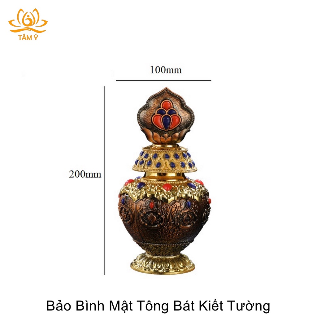 Bảo Bình Bát Kiết Tường Họa ,Tiết Tinh Xảo, Màu Sắc Rực Rỡ, Chất Liệu Hợp Kim, Pháp Bảo Kim Cang Thừa Mật Tông Tâm Ý