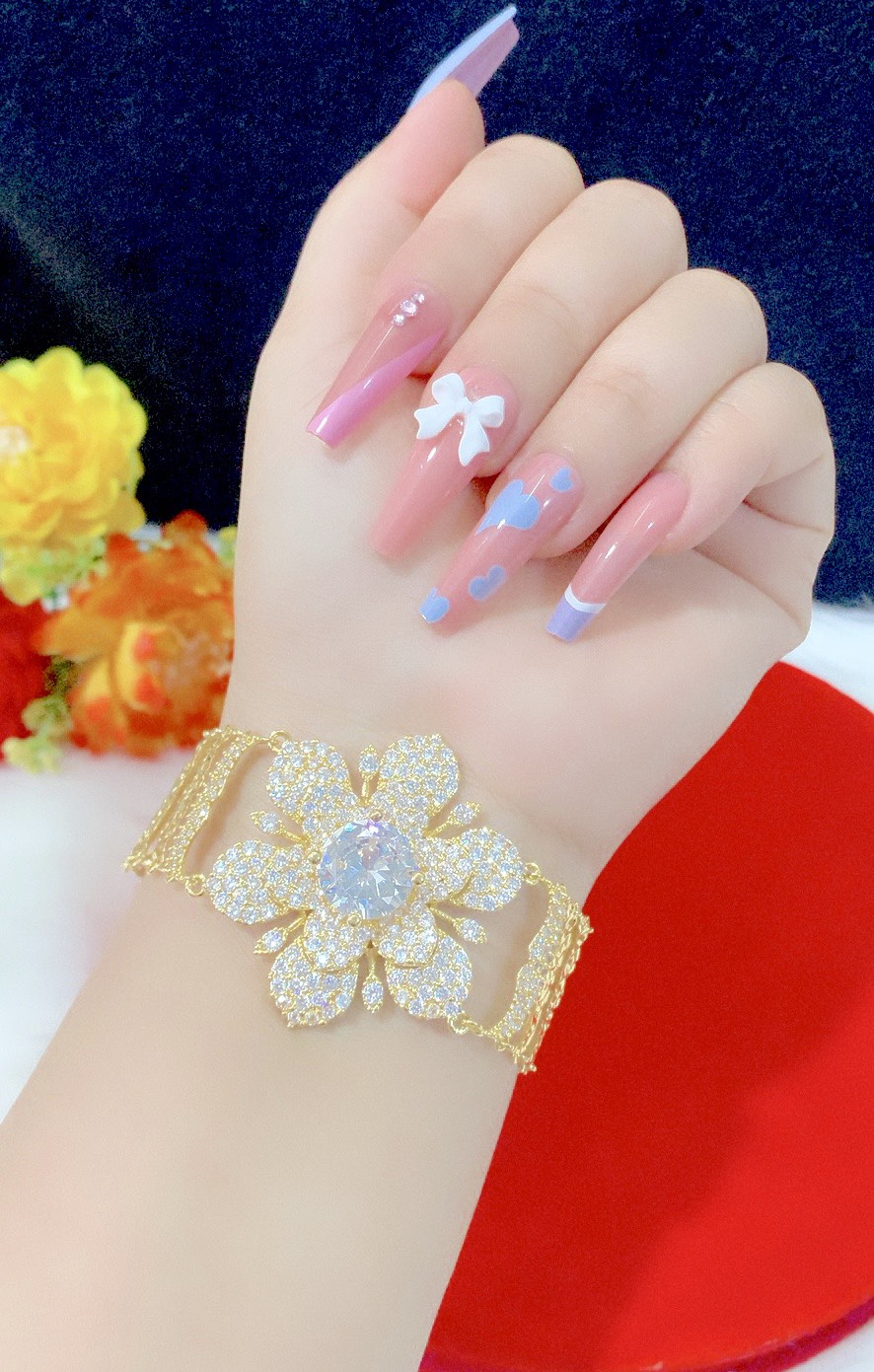 Lắc tay kiểu hoa mạ 18.k cao cấp P7213