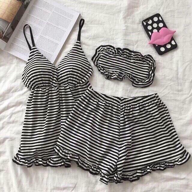 SET BỘ NGỦ NỮ 2 DÂY CÓ ĐẮP MẮT QC HOT HIT