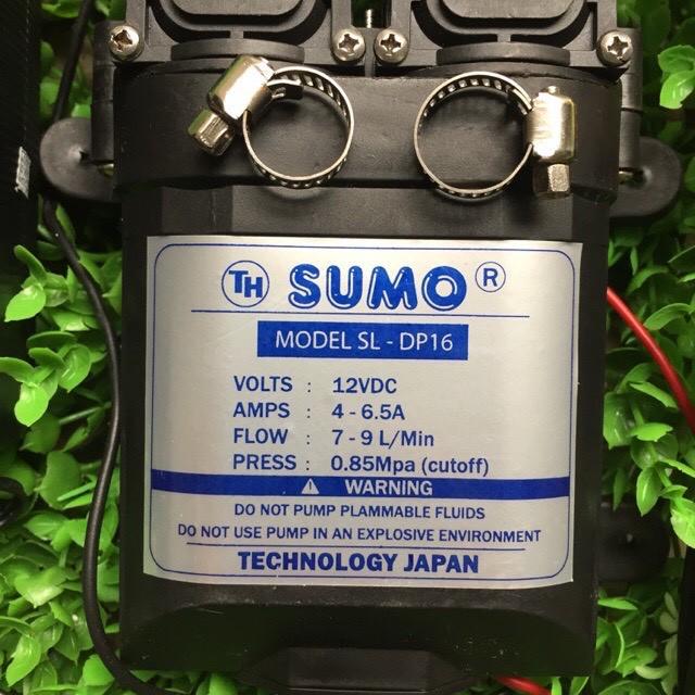 Máy bơm đôi SUMO tăng áp lực nước mini 12V 120W Lưu lượng 9L/phút Tự động hút và ngắt nước sử dụng cho bộ tưới phun sươn