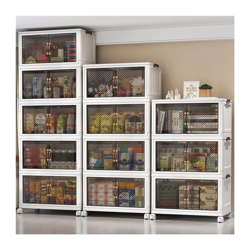 (4/5 Tầng) Tủ Nhựa Gấp Gọn Ngang 60cm, Tủ Đựng Quần Áo Đa Năng Lắp Ghép, Để Đồ Tiện Dụng, Nhựa Nguyên Sinh, Có Bánh Xe