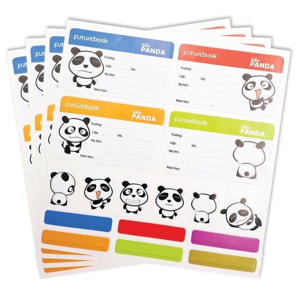 Nhãn Vở Học Sinh Panda Kèm Sticker - futurebook N104 (16 Nhãn)