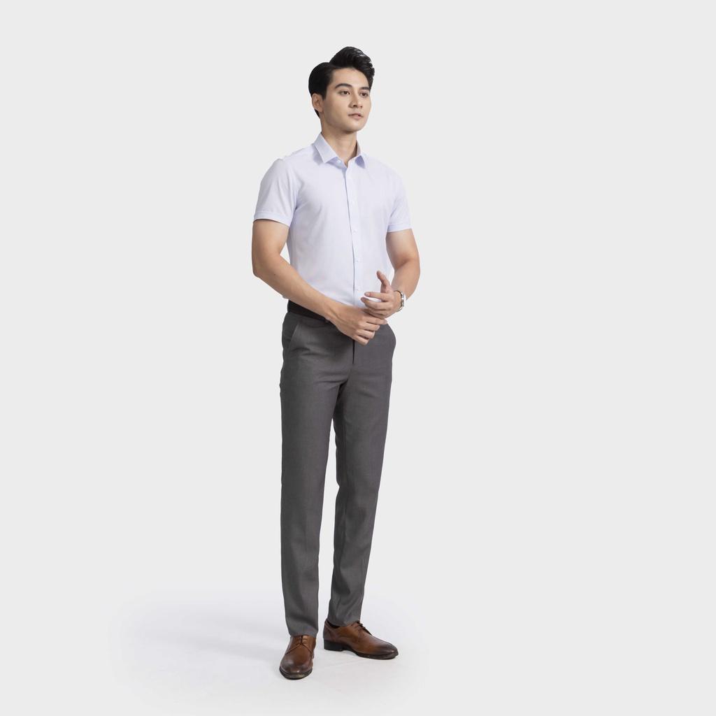 (Mẫu mới) Áo sơ mi nam ngắn tay ARISTINO họa tiết trắng dệt dobby xanh tinh tế, lịch lãm - 1SS123S2