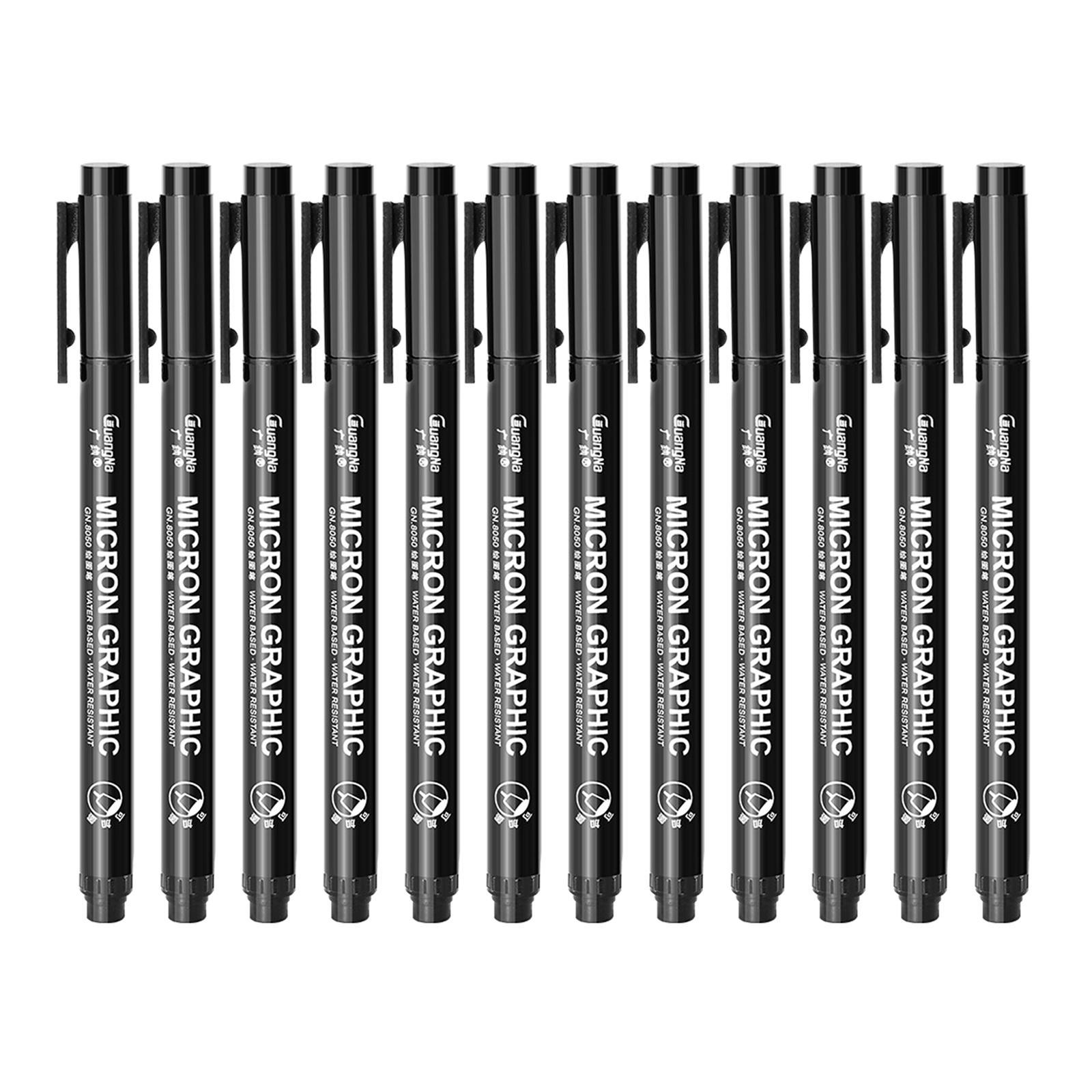 Fine Liner Pen Pigment Marker Waterproof Ink Sketching Manga 12pcs