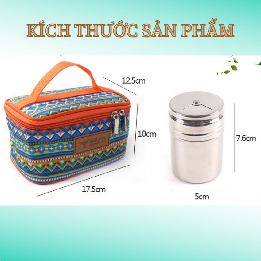 Hộp Đựng Gia Vị inox 6 Lọ Gia Vị Dụng Cụ Nhà Bếp Kèm Túi Đựng Tiện Mang Đi Cắm Trại Du Lịch Ngoài Trời VIEORO-18