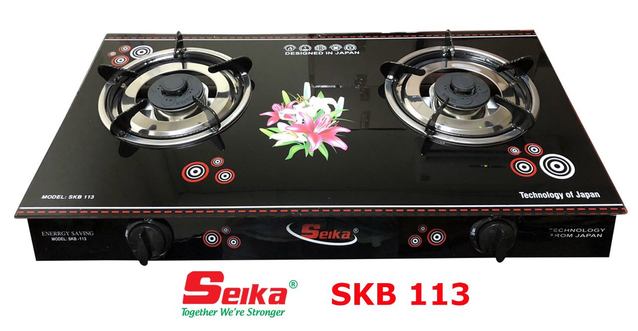 Bếp Gas Đôi Mặt Kính SEIKA - (Sen Nhôm) SKB113- Hàng Chính Hãng