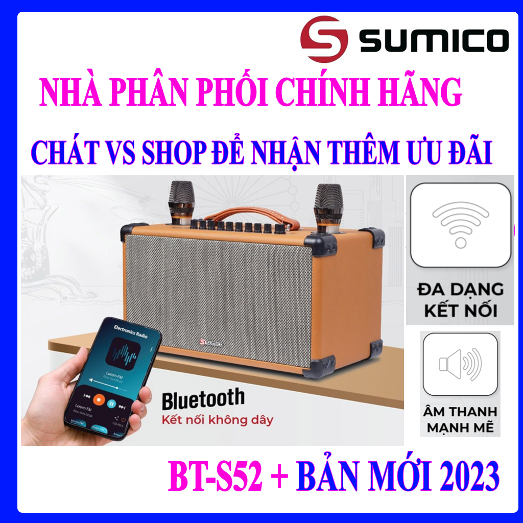 Loa Karaoke Sumico BT-S52 - Kèm 2 micro - Hàng chính hãng