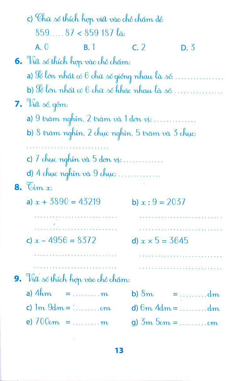 Vở Bài Tập Môn Toán Học Kì 1 (Lớp 4)