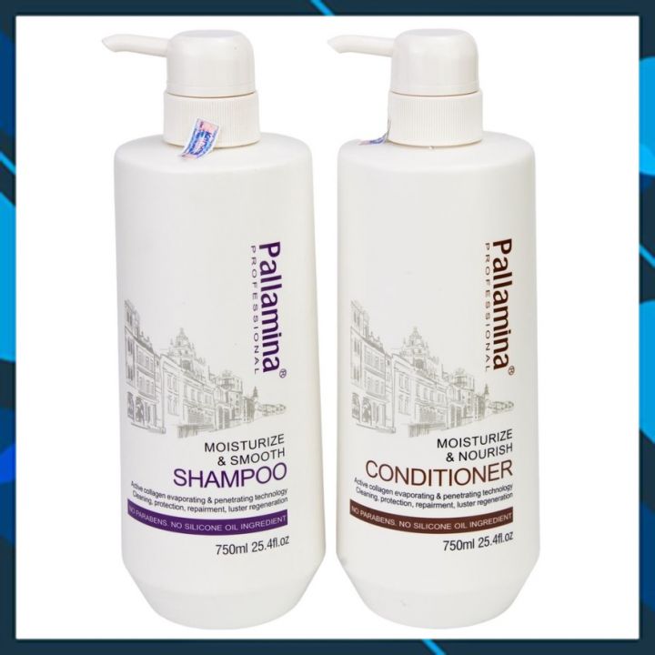 BỘ DẦU GỘI XẢ PALLAMINA COLLAGEN MOISTURIZE & SMOOTH PHỤC HỒI SIÊU MƯỢT TÓC CAO CẤP 1000MLX2