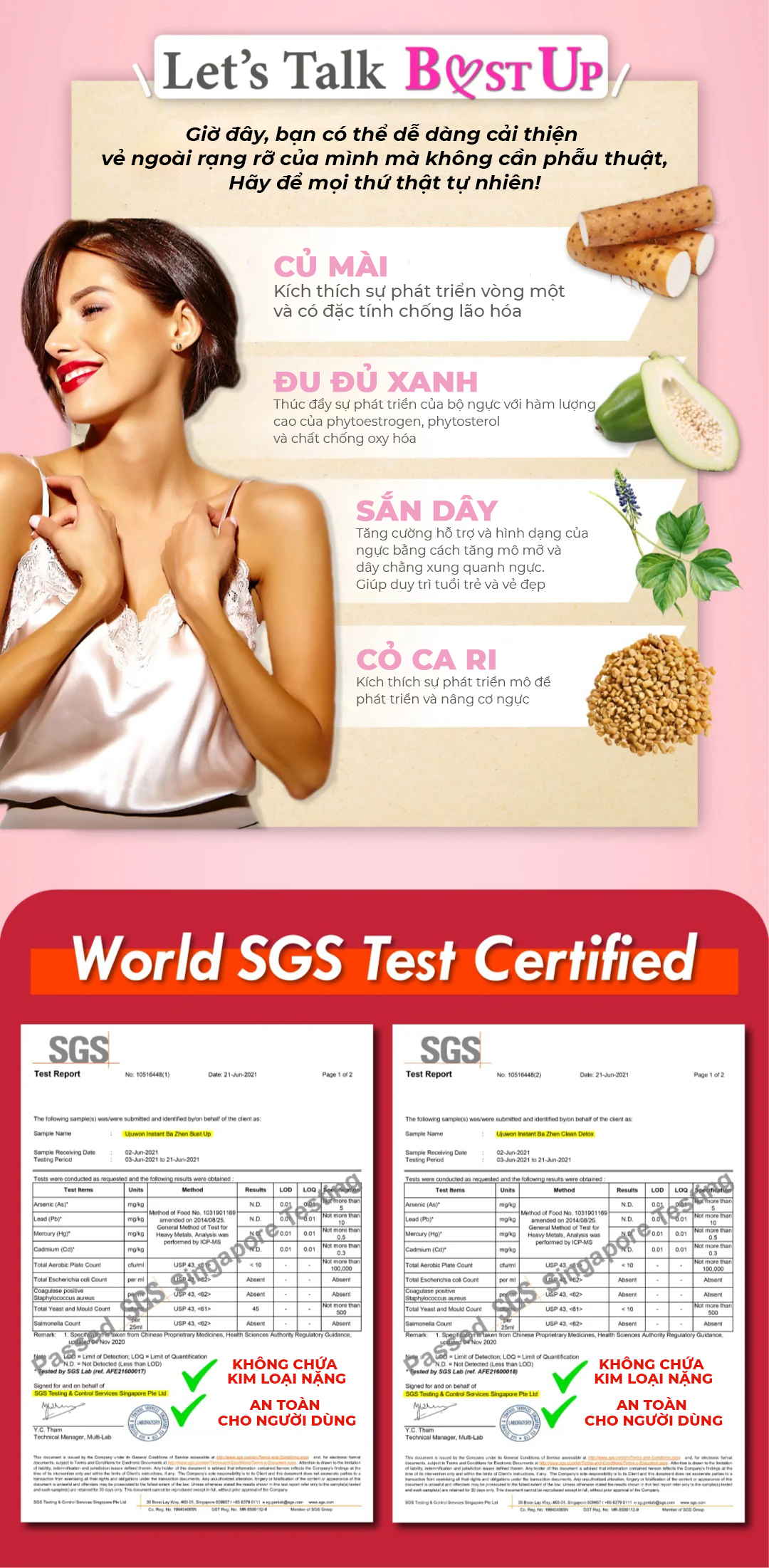 Combo 2 Hộp Nước Uống Thảo Mộc Đài Loan Hỗ Trợ Giảm Đau Bụng Mùa Dâu Rụng, Detox, Dáng Thon, Tăng Kích Cỡ Vòng 1 Ba Zhen Ujuwon