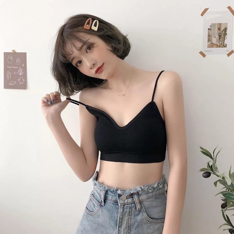 Bra Tập Gym Dáng Crop Hai Dây Dệt Len Gân Tăm AL15 Thiết Kế Khoét Lưng Sâu Chữ U Cực Sexy