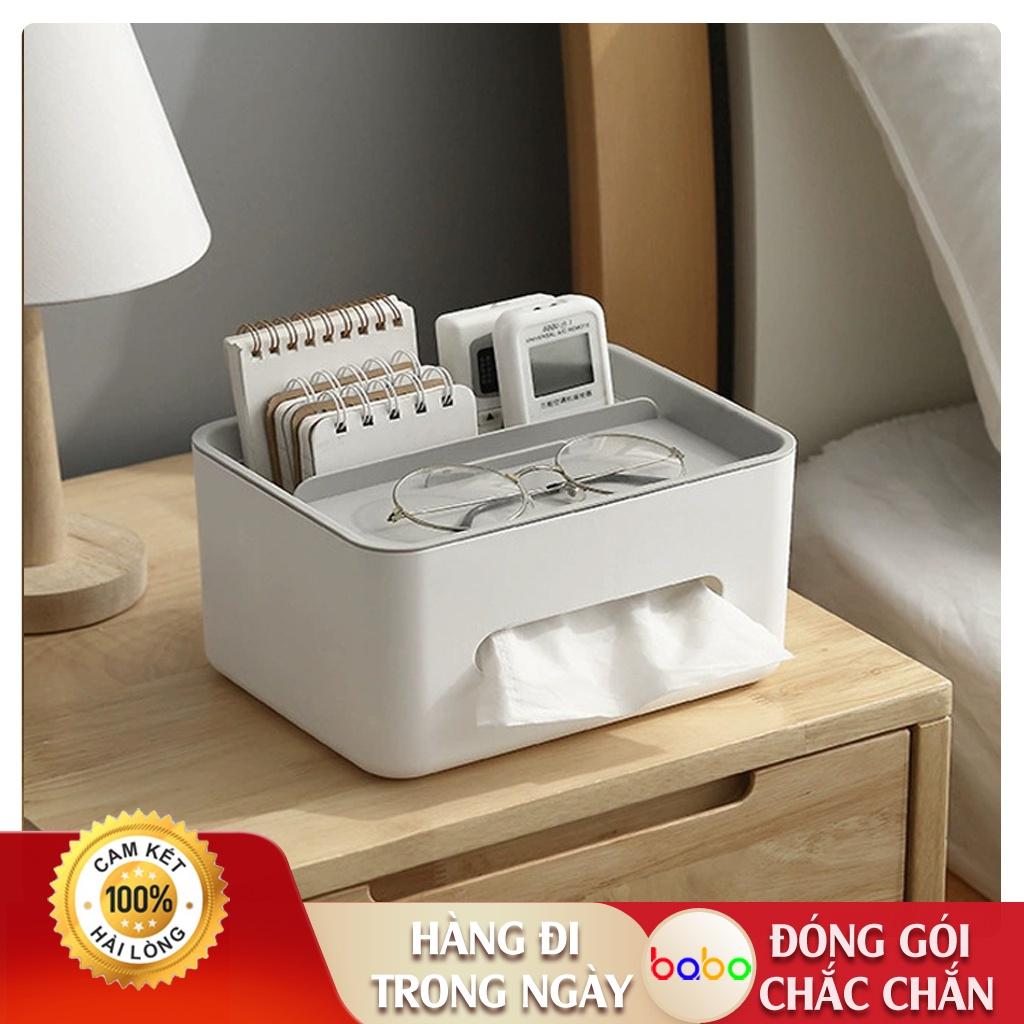 Hộp khăn giấy đa chức năng đựng đồ kẹp điện thoại phòng khách nhà bếp babo