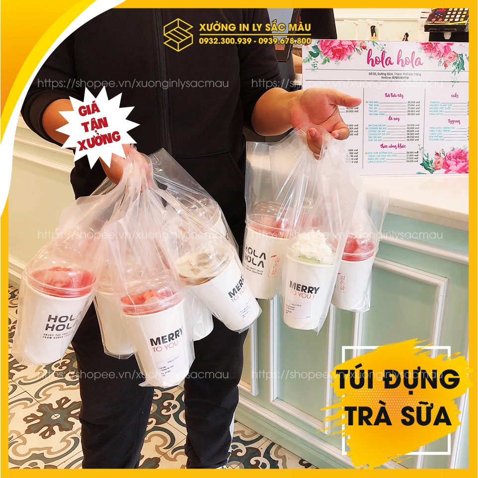 1Kg Túi bọc đựng trà sữa cà phê mang đi hàng cao cấp loại 1 - túi 1 ly, túi 2 ly, túi chữ T