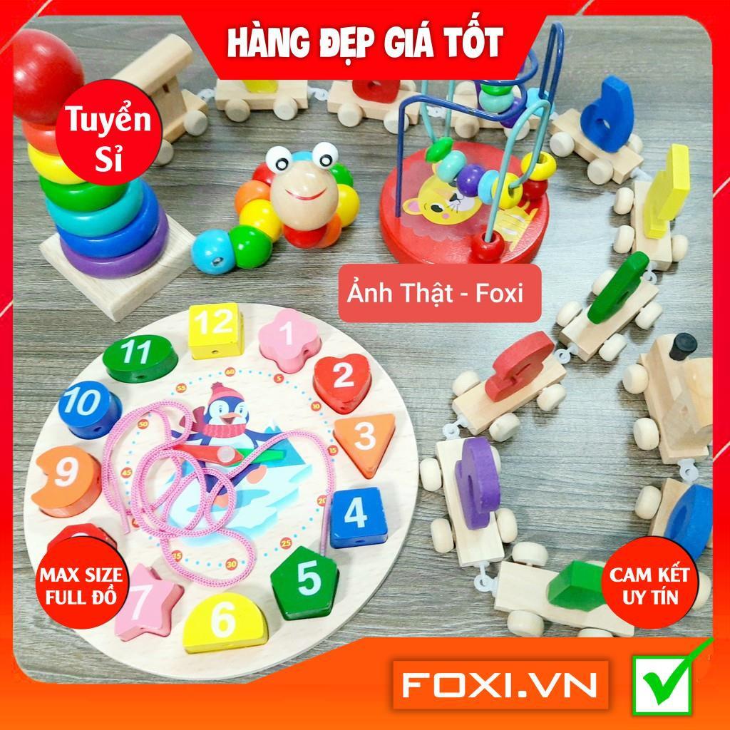 COMBO Đồ Chơi Gỗ Foxi-Đồ chơi trẻ em thông minh-xâu hạt làm toán Montessori-tay khéo léo-siêu rẻ