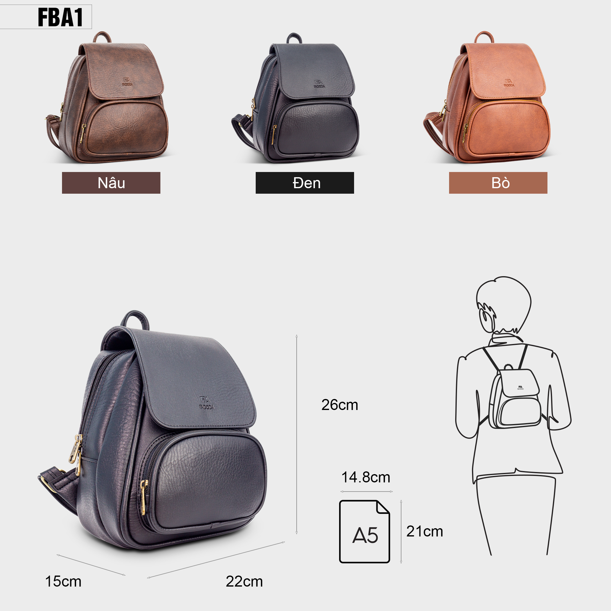 Balo nữ thời trang FADODA FBA1