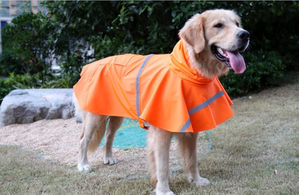 Reflective Dog Clothes Pet Hoodie Rain Coat For Pet Puppy Jacket Orange-S