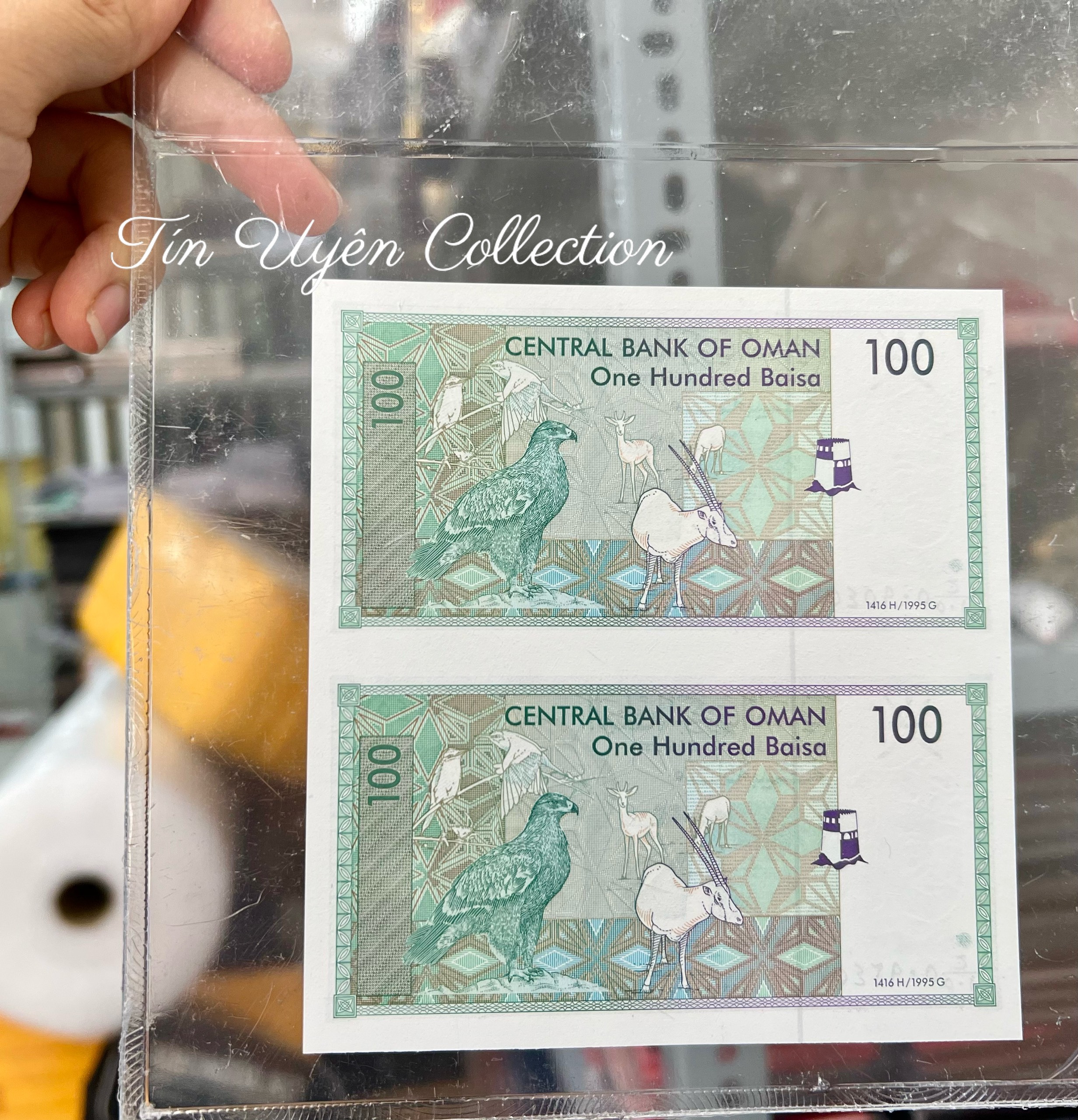 Tiền Oman Uncut 2 Tờ Mệnh Giá 100 Baisa Mới 100%
