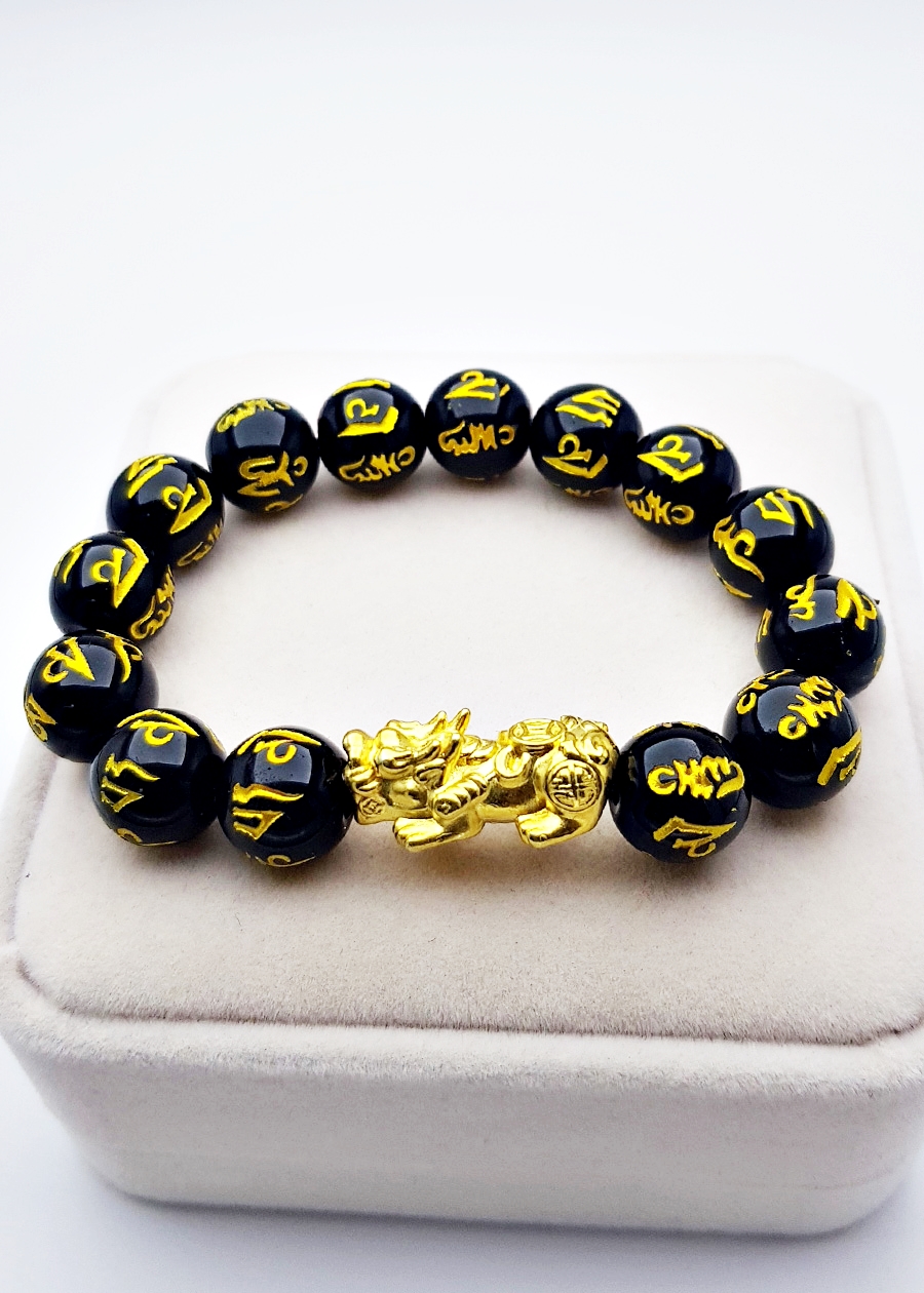 Gembank Vòng Tay Tỳ Hưu Đá Opal Chữ Phạn Bình An 12mm