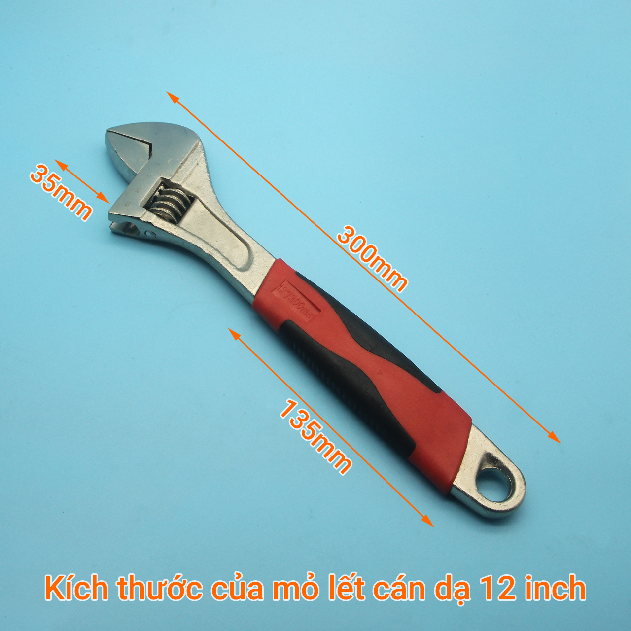 Mỏ lết tay cầm bọc nhựa kích cỡ tùy chọn: 8inch/10inch/12inch