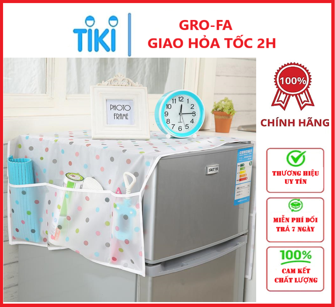 Tấm Phủ Tủ Lạnh, Máy Giặt, Lò Vi Sóng Bảo Vệ Tủ Chống Bụi Bẩn, Chống Thấm Nước Có Túi Bên Hông Đựng Đồ Tiện Lợi - Chính Hãng ( Giao mẫu ngẫu nhiên)