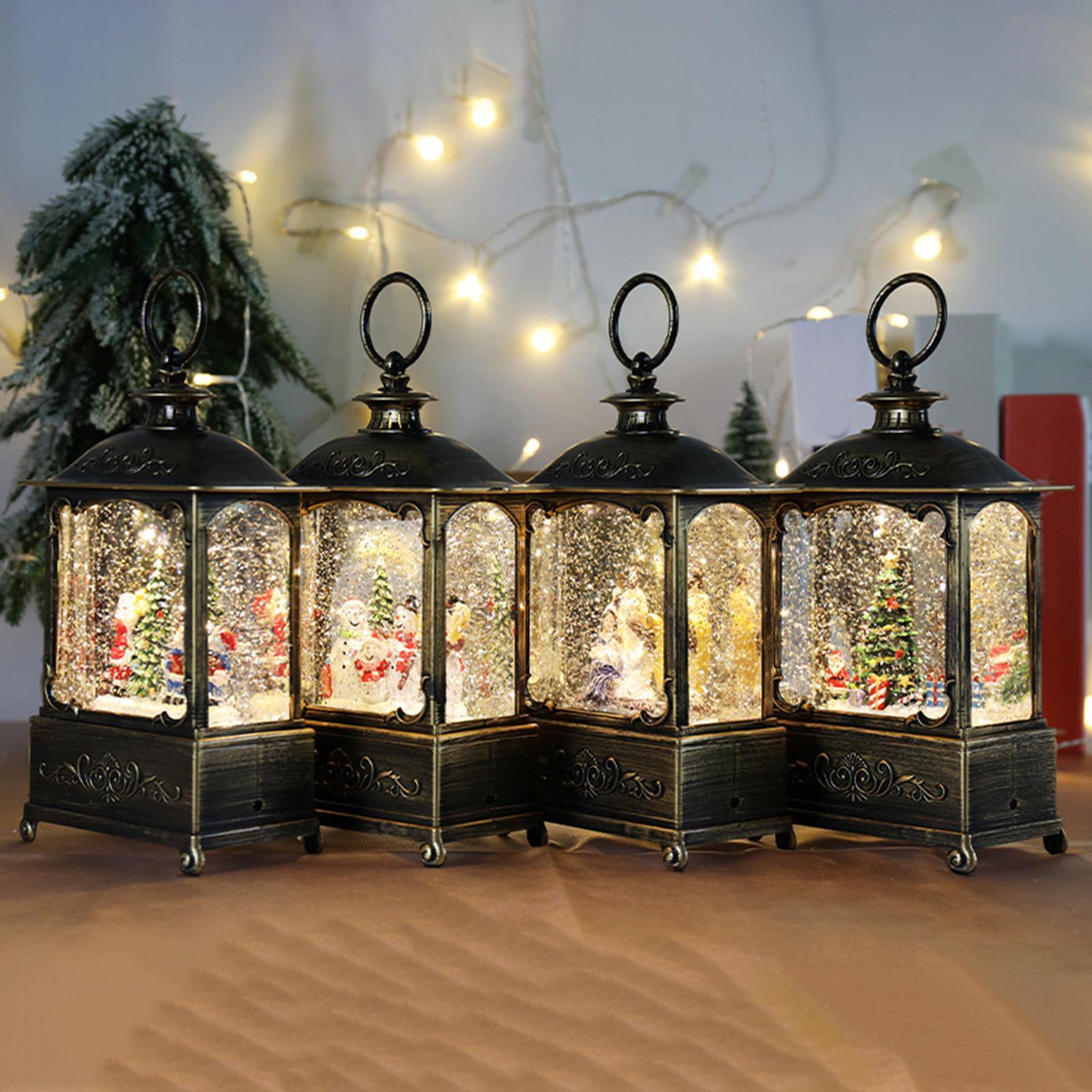 Glittering Christmas Music Box Lantern Rotating for Indoor Home Decoration