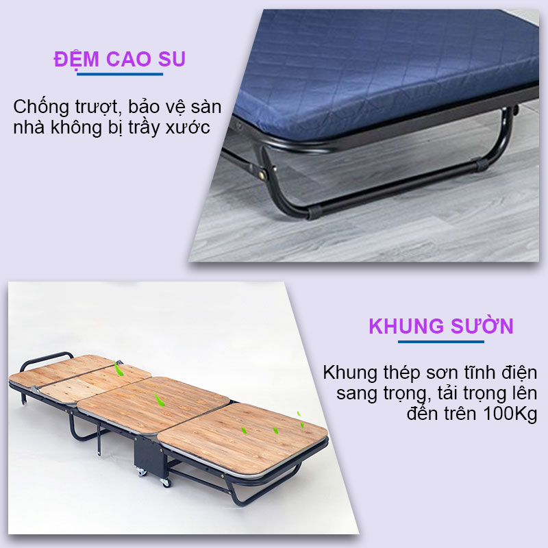 Giường ngủ thông minh gấp gọn NIKITA, Khung thép sơn tĩnh điện, Xếp gọn thành ghế sofa,  Bánh xe di chuyển dễ dàng