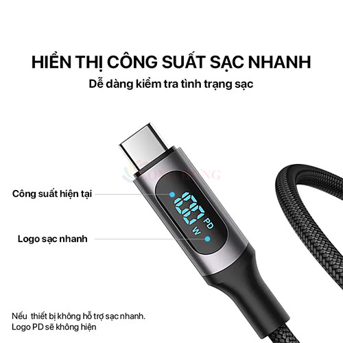 Cáp USB Type-C to Type-C Philips 1m 100W DLC9100B/74 - Hàng chính hãng