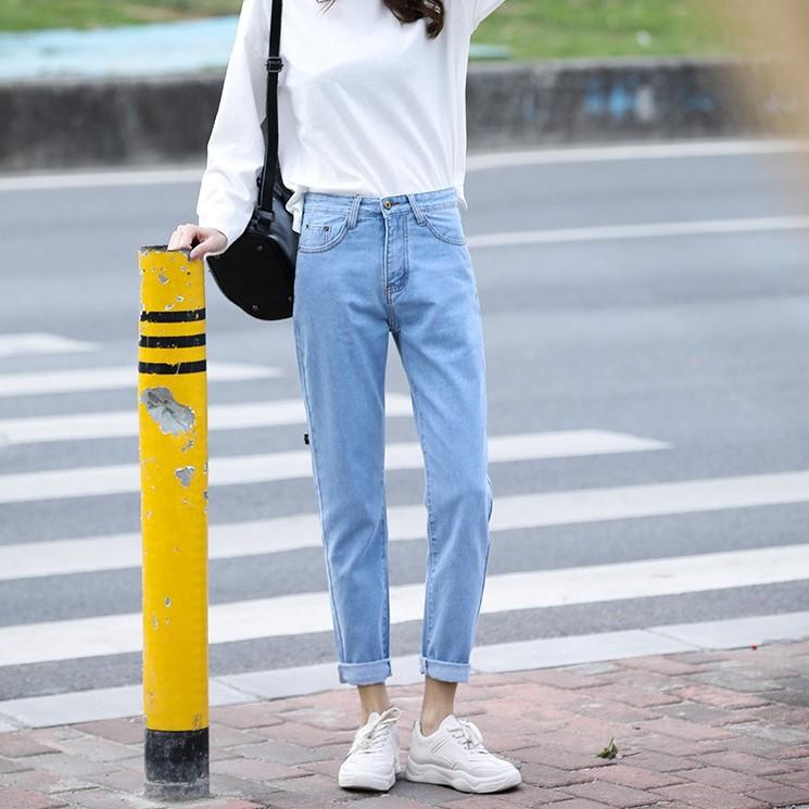 Quần Jeans Baggy UNISEX QJ001 BIGSIZE Trơn Đậm / Nhạt - Lưng Cao - tôn dáng - Không Giãn