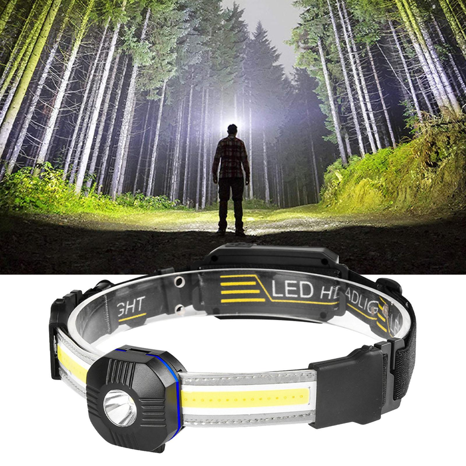 USB Headlamp Flashlight, LED Head Lamp Waterproof COB Headlight Head Lamp with 7 Light Modes for Outdoor Cycling Fishing Running Camping Climbing
