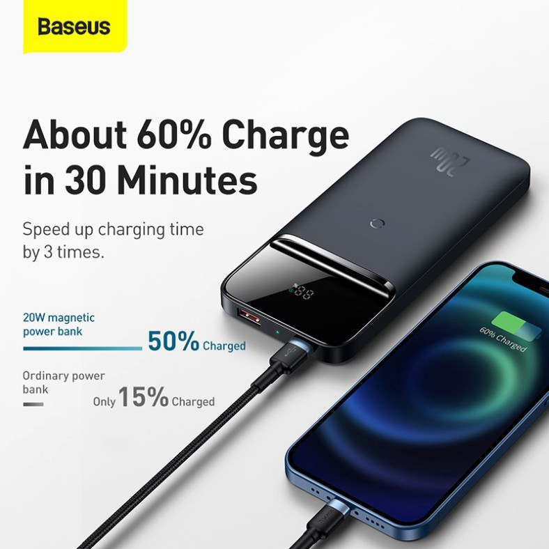 Pin dự phòng sạc nhanh không dây tích hợp nam châm Baseus Magnetic Wireless Quick Charging Power Bank (10000mAh, USB + Type C, QC/ PD 20W Quick Charge, )