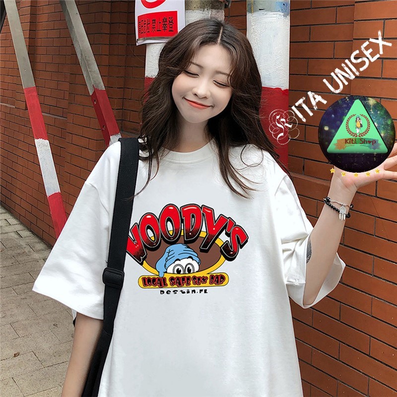 Áo Thun Nữ Tay Lỡ - Áo Phông Nam Nữ Form Rộng Freesize Vải Chất Cotton Mịn Mát Kita Unisex - Mẫu VOODYS