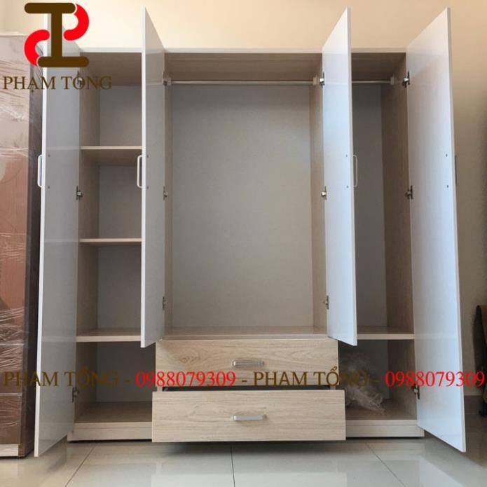 Tủ quần áo 4 cánh mở nhựa đài loan màu trắng  Miễn phí ship