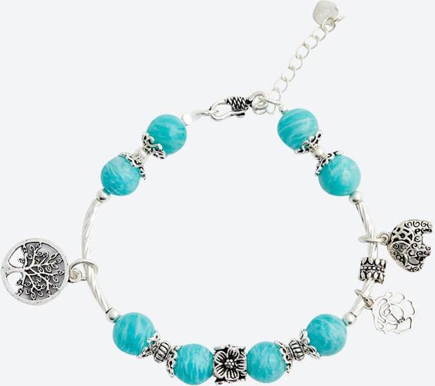 Vòng tay đá Amazonite charm voi bạc Ngọc Quý Gemstones