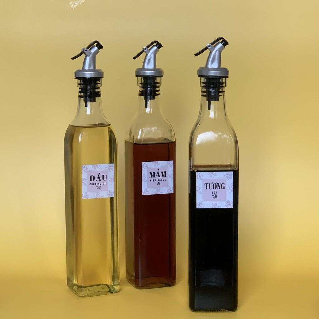 COMBO 3 Chai đựng gia vị Chai chiết dầu ăn , nước mắm chất lỏng bằng thủy tinh