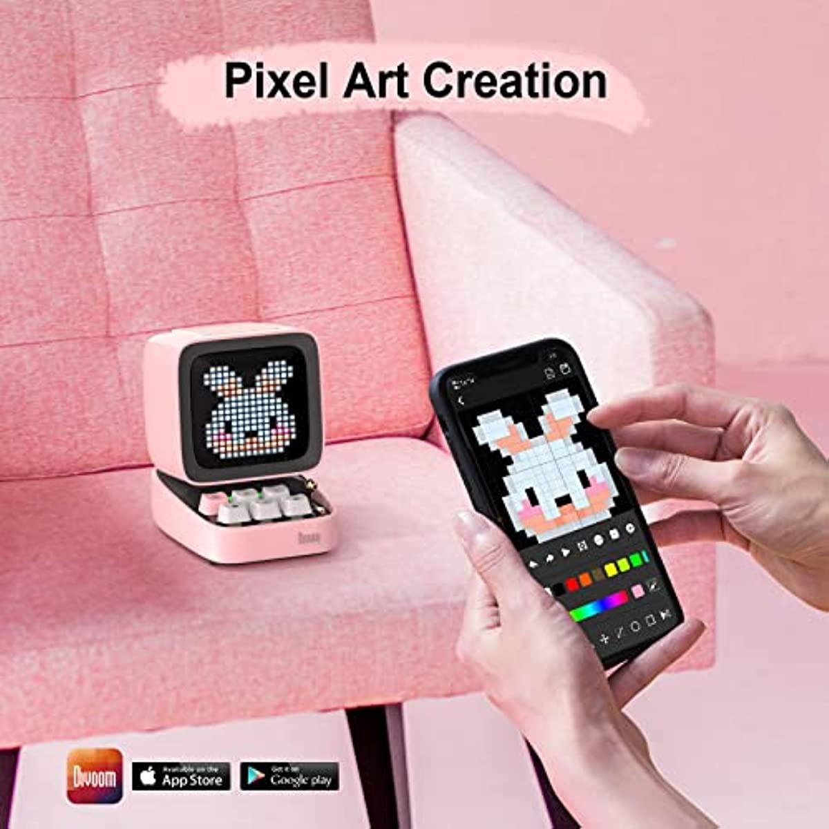Divoom ditoo-pro cổ điển pixel art bluetooth loa di động đồng hồ báo thức DIY LED DIY DIY DIED HIỂN THỊ Color: PINK