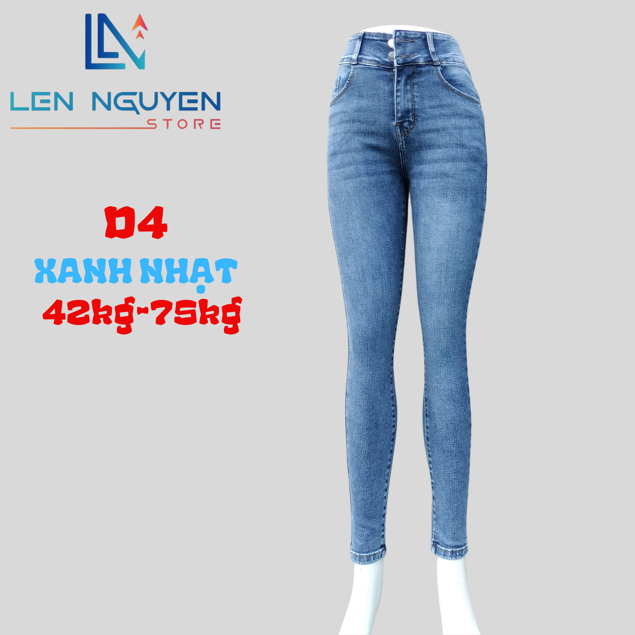 D4_Quần jean nữ, dài, lưng cao, quần bò nữ dáng ôm, quần rin nữ có big size, cho 42kg đến 75kg
