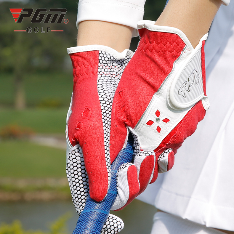 Găng Tay Golf Nữ Vải Sợi Co Dãn Chống Trượt - PGM Women's Cotton Golf Gloves - ST020