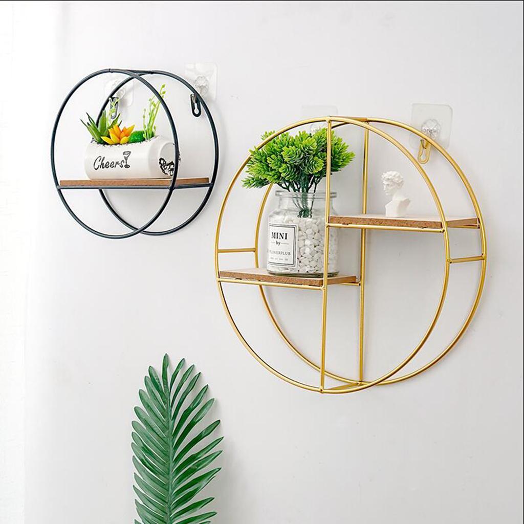 Vintage Iron Wall Shelves Display Flower Vase Holder Rack