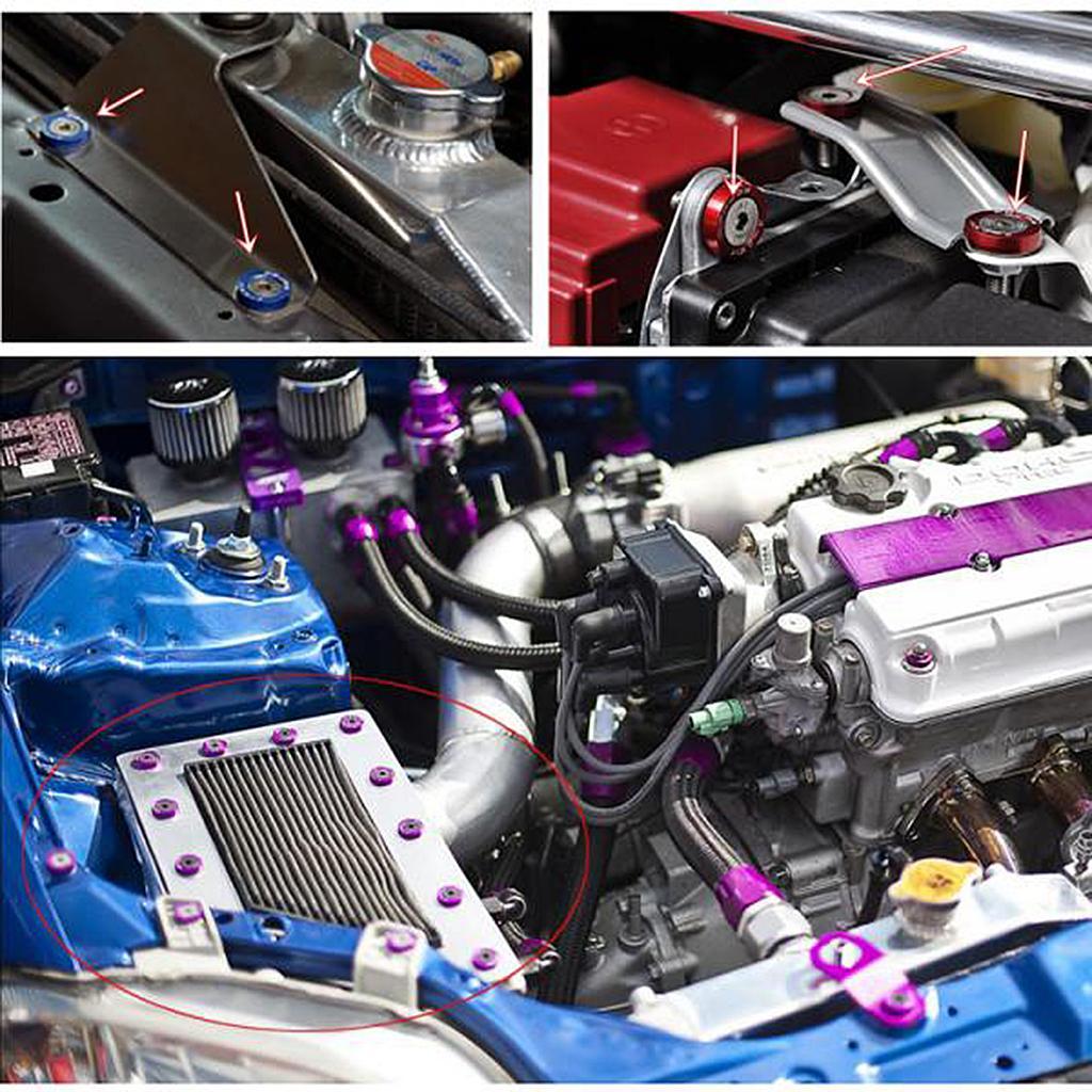 1 Set Aluminum Alloy M6 x 20mm Car Mounting Washer Bolt Engine Screw Black